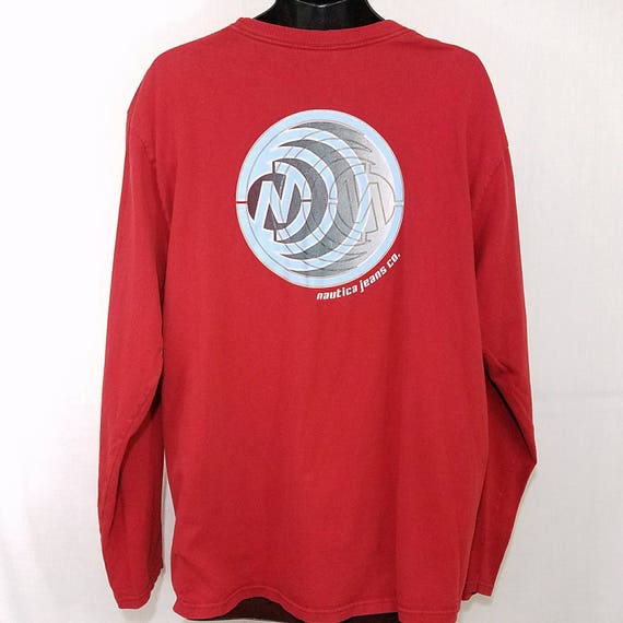 Nautica Jeans Company T Shirt Vintage 90s Red Long Sleeve Spell Out Mens  Size XL -  Canada