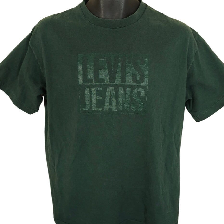 Levis Jeans T Shirt Vintage 90s Streetwear Spell Out Made In USA Mens Size Medium
