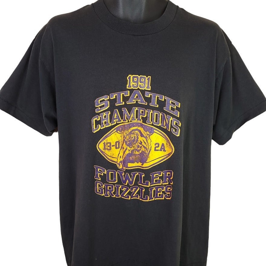 Fowler Grizzlies Football T Shirt Vintage 90s 1991 State Champions