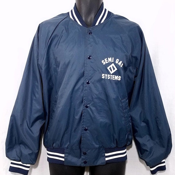 Semi Gas Systems Satin Bomber Jacket Vintage 80s Made in USA Mens