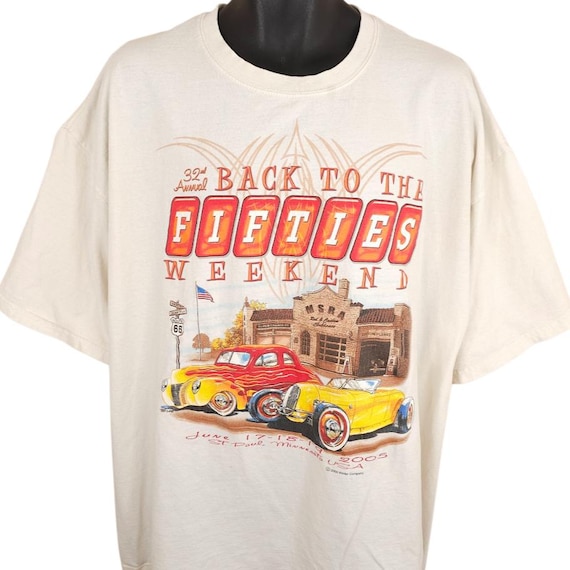 Vintage Car Show T Shirt Mens Size XL White Y2K 2005 Back to the