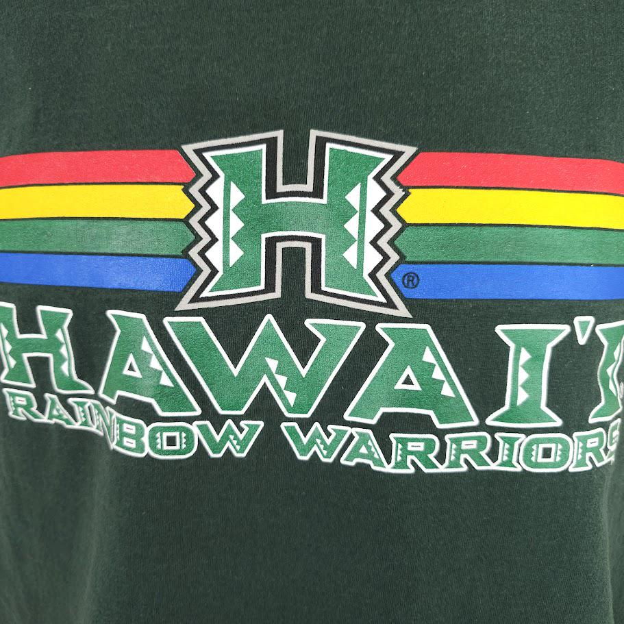 Vintage Hawaii Rainbow Warriors T Shirt Mens Size Small Green Y2K