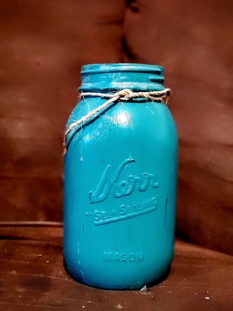 Mason jar centerpiece hand painted Mason jars wedding Etsy