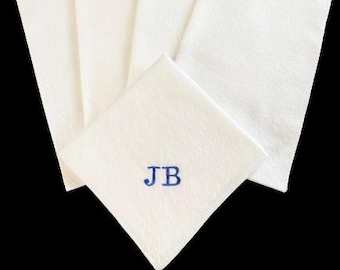Handkerchiefs,  Monogrammed Handkerchiefs, Set 5, Gender Neutral Handkerchiefs, Embroidered Handkerchief, Flannel Handkerchiefs MHE68