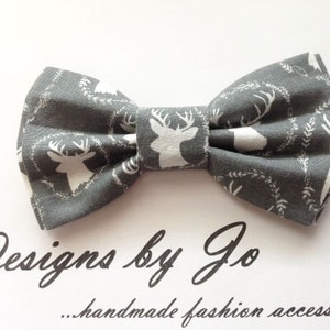 Bow Tie,Mens Bow Tie, Bowtie,Suit Bowtie, Grey-White Deer,Prom Bow Tie, Wedding Bow Tie, Mens Fashion Accessories, Bow Tie, Mens Bowtie M647