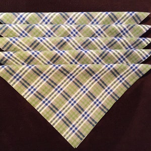 Handkerchief Mens,Set of 5, Unisex Handkerchiefs,Green Plaid Hankies,Handkerchief Womens,Reusable Tissues, Paperless Hankies, edchank MH41