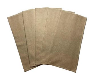 Handkerchief, Set of 5 Tan Cotton Flannel Handkerchiefs, Reusable Eco-Friendly Tissues MH83