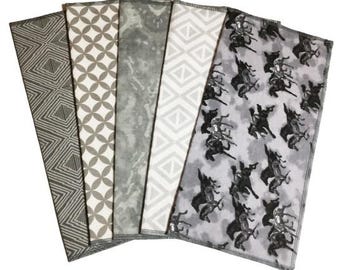 Handkerchief, Cotton Flannel Handkerchiefs Set of 5, Reusable Eco-Friendly Tissues MH58