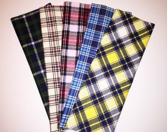 Handkerchief, Plaid Flannel Handkerchief Set of 5, Reusable Cloth Hankies MH48