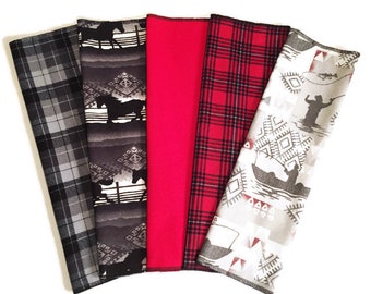 Handkerchief Mens,Set of 5,Unisex Handkerchiefs,Flannel Handkerchiefs,Handkerchief Women,Reusable Tissues,Paperless Hankies,edchank MH52