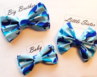 Nœuds papillon familiaux, Arcs bébé Frère Sœur, Nœuds bleu baleine, Nœud papillon garçon, Nœud papillon fille, Nœud papillon bébé, Bandeau fille, Bandeau bébé, Arc BBS521