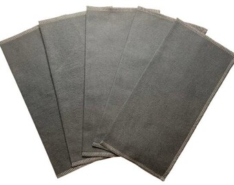 Handkerchief, Charcoal Grey Flannel Handkerchief Set of 5, Reusable Paperless Tissues MH82