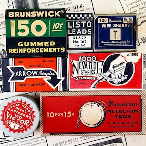 Auswahl an Vintage Werbung Briefpapier Büroartikel