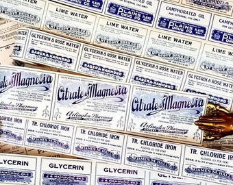 Vintage Pharmacy Gummed Labels