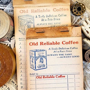 Seltene 1930er Jahre Vintage alte, zuverlässige Kaffeequittungen