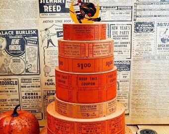Vintage Orange Ticket Set Halloween
