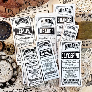 Antique Miner's Label Set (5 Piece Label Assortment)