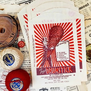 1940s Drumstick Embossed Ice Cream Bags, Vintage Wrappers Collectible ...