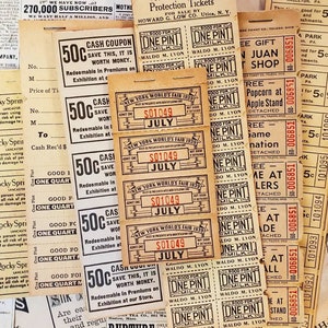 Vintage kleine Patina Tickets Sortiment
