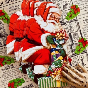 Cartão de Papai Noel de Natal vintage dos anos 1960, cartão de banco de Natal de publicidade vintage, decoração de clube, ornamentos colecionáveis