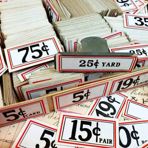 Etiquetas de preço de mercearia retangulares vintage