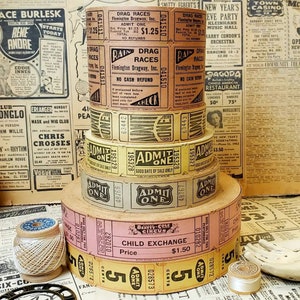 Vintage Rare Roll Admission Tickets, Vintage Tickets Ephemera Memorabilia