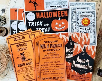 Surtido de reproducciones de etiquetas de Halloween