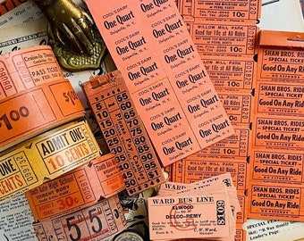 Boletos naranjas vintage para Halloween, manualidades de diario basura y decoración de Halloween, kit de efímeras vintage, surtido de boletos vintage