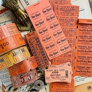 Vintage Orange Tickets für Halloween Junk Journal Crafts Und Halloween Dekor, Vintage Ephemera Kit Vintage Tickets Sortiment