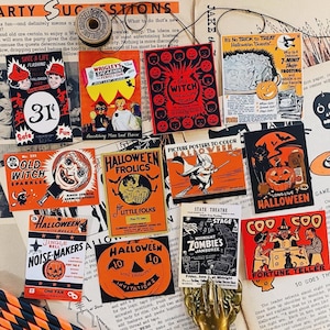 Vintage Halloween Paper Cuts 12 Piece Assortment High-quality Laser Reproductions, Vintage Halloween Images Party Decor Junk Journal