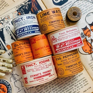 Vintage Witch Potion Bottle Labels For Halloween Party Decorations, Authentic Vintage Pharmacy Bottle Gummed Labels For Halloween