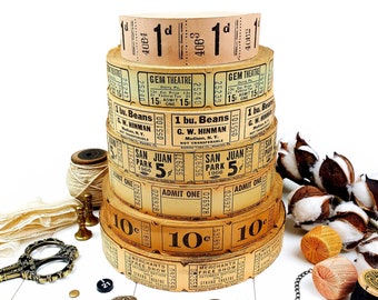 Juego de boletos vintage color marrón claro y marfil