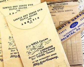 WWII Era 1940s Ford Payment Envelopes, Receipts And Gummed Tape (Read Details)