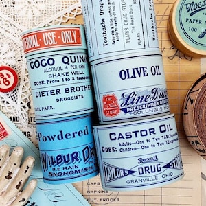 Vintage Teal Pharmacy Labels