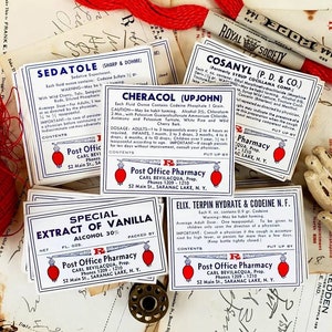 Vintage Post Office Pharmacy Labels