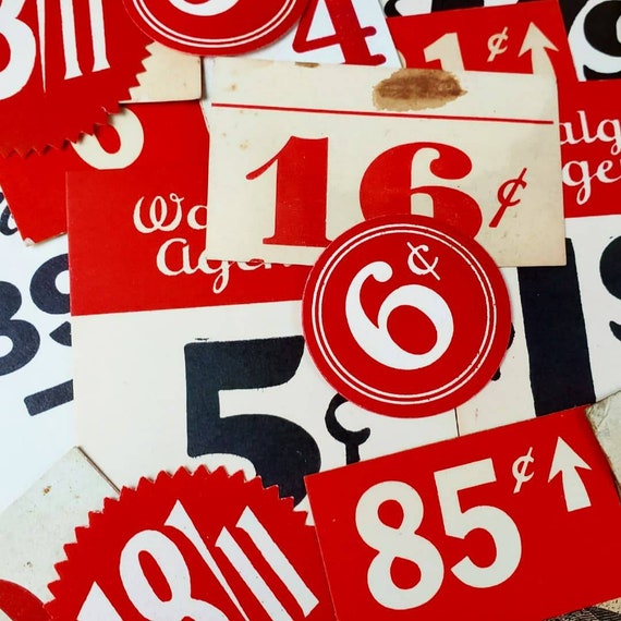 Vintage Red Price Tags & Labels - Etsy