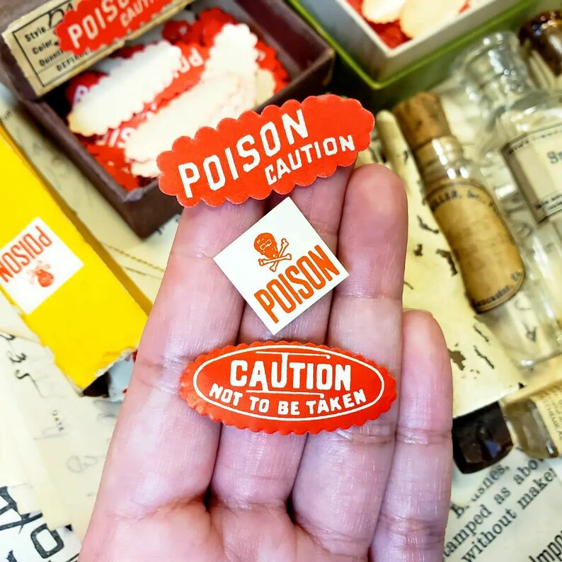 Poison Help Label Vintage Caution Poison Gummed Labels for Pharmacy Labels - Etsy