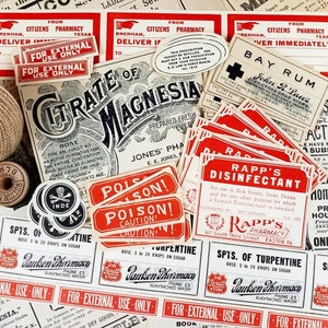 Vintage Pharmacy Labels (10 Piece Assortment)