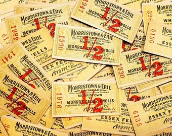1920er Jahre Morristown & Erie Rail Road Zugtickets, Antike Zugtickets, Alte Lokomotiven Tickets
