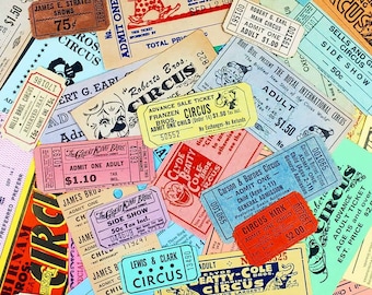 Surtido de boletos de circo antiguos
