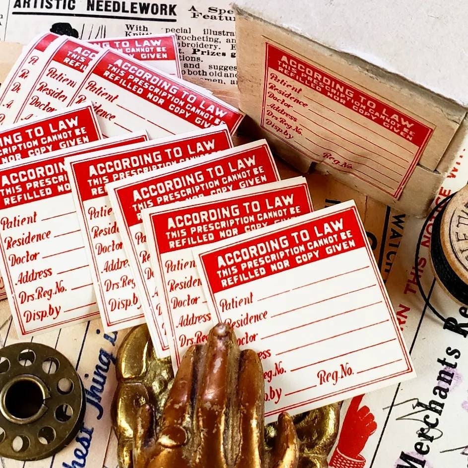 Vintage According To Law Gummed Labels