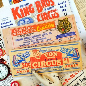 Entradas de circo vintage de los años 60