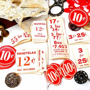 Etiquetas de preço brancas vintage