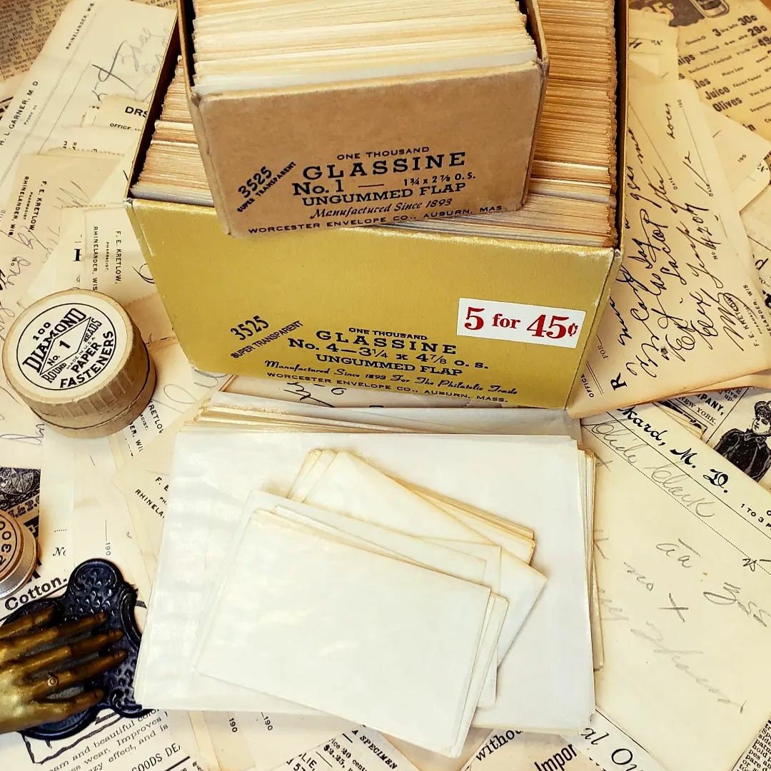 Vintage Glassine Envelopes, Vintage See Though Wax Paper Envelopes For Scrapbooking