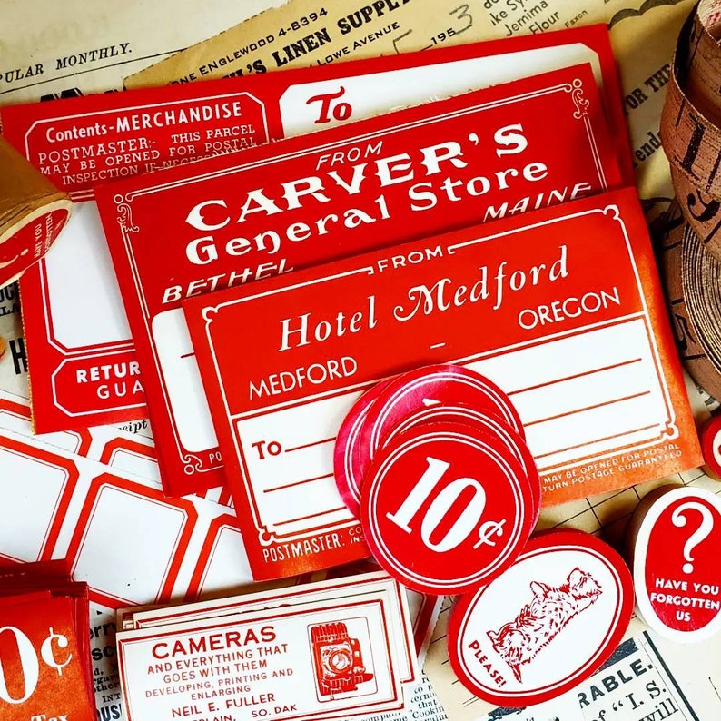 Vintage Red Labels Assortment - Etsy