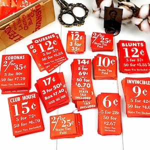 Etiquetas de preço vermelhas vintage