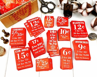 Vintage Red Price Tag Labels