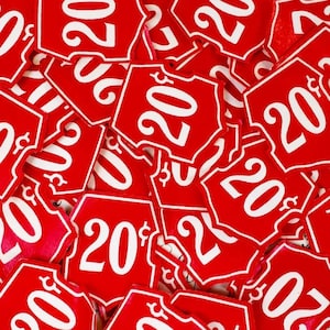 Etiquetas de preço vintage de 20 centavos