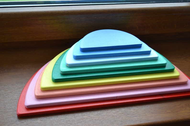 Wooden Semicircles Large Stacking RAINBOW Regenbogen - Etsy