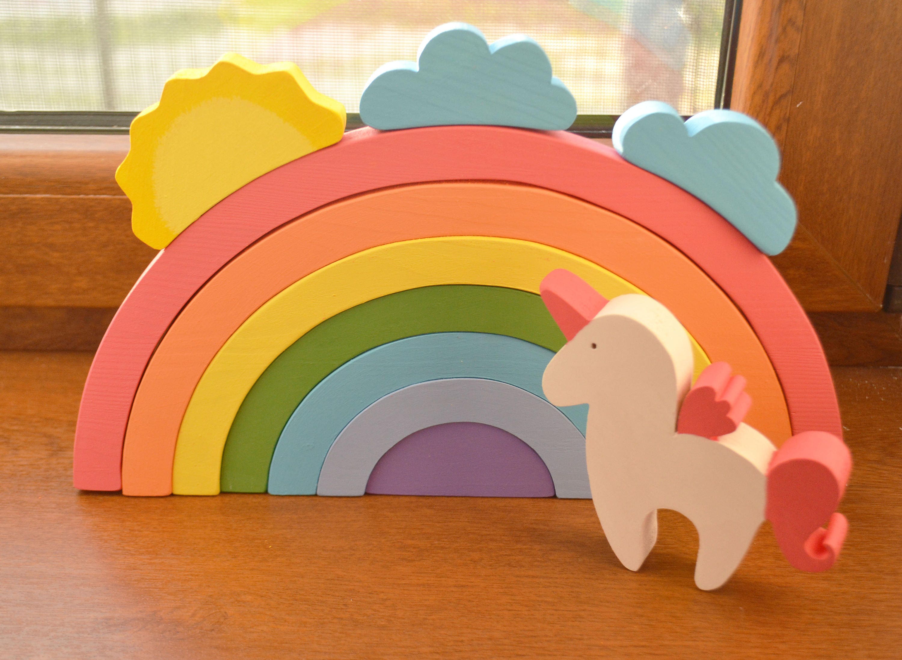 Wooden Rainbow Toy Arcoiris Arcobaleno Regenbogen Etsy